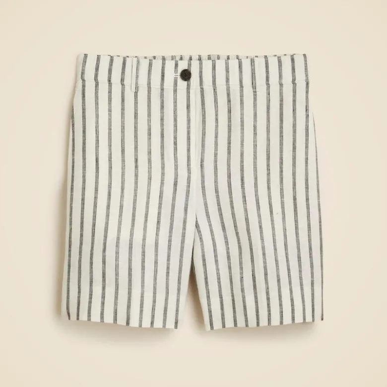 6" Harbor short in striped linen