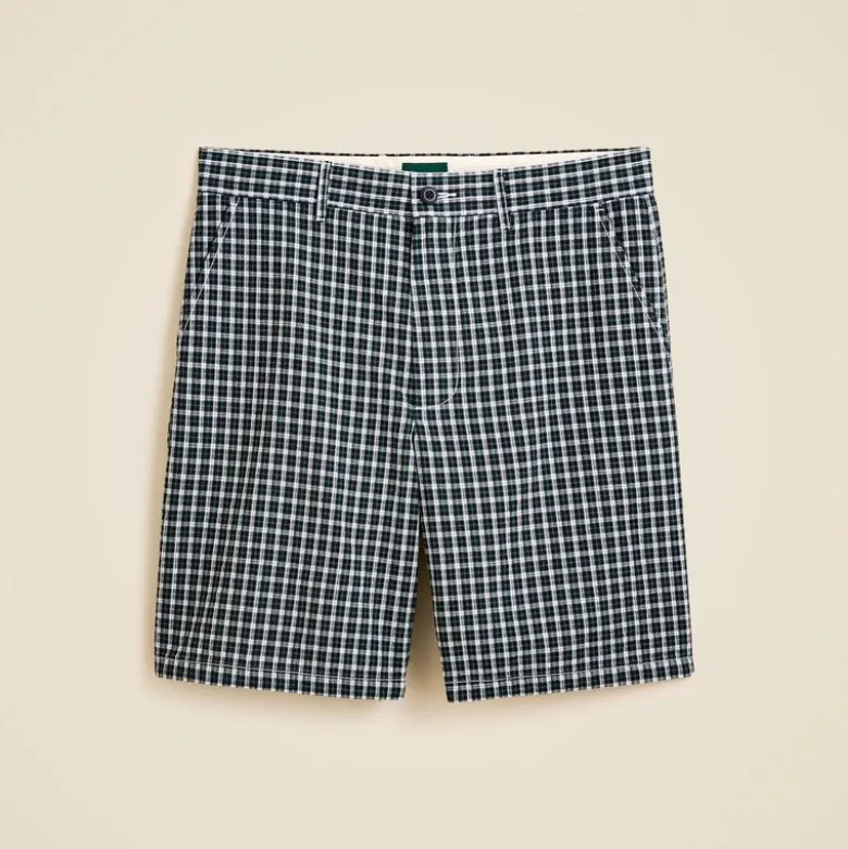9" relaxed cotton short in seersucker plaid