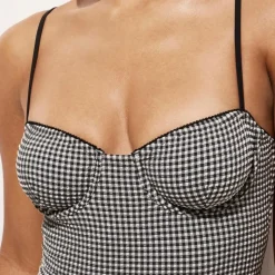 Balconette underwire one-piece in gingham