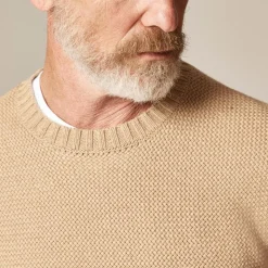 Basket-stitch cotton crewneck sweater