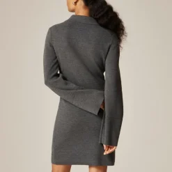 Bell-sleeve mini sweater-dress in merino wool