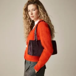 Berkeley structured shoulder bag in suede and croc-embossed leather