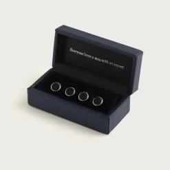 Black onyx sterling silver tuxedo studs