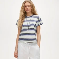 Boyfriend jersey classic-fit T-shirt in stripe