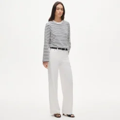 Boyfriend jersey relaxed long-sleeve T-shirt in stripe