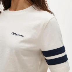 Boyfriend jersey relaxed cropped "Mama" graphic T-shirt