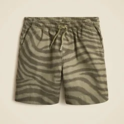 Boys' pull-on short in zebra-print stretch chino