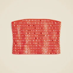 Broken-in jersey tube top with mirror embellishments