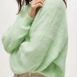 Brushed cashmere blouson-sleeve sweater