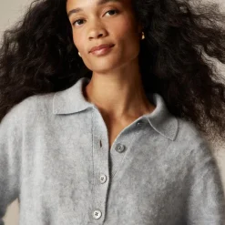 Brushed cashmere rugby sweater