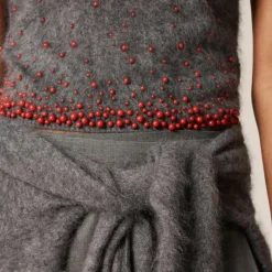 Brushed cashmere tank top with beaded embellishments