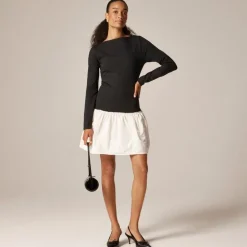 Bubble-hem colorblock mixy dress