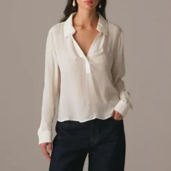 Bungalow popover shirt in crepe de chine