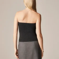 Cable-knit tube top in merino wool