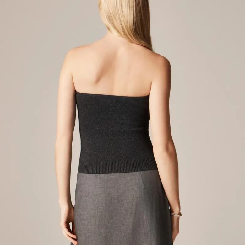 Cable-knit tube top in merino wool
