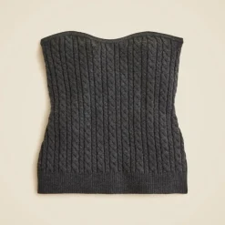 Cable-knit tube top in merino wool