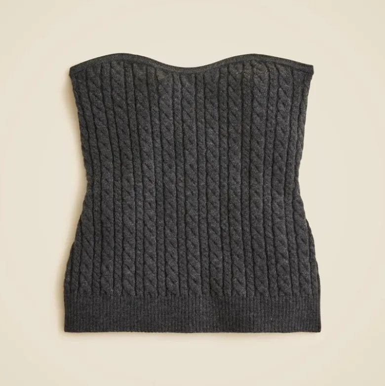 Cable-knit tube top in merino wool