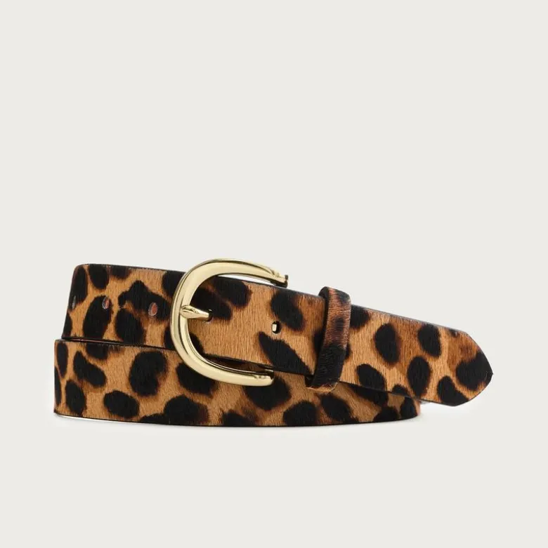 Calf hair belt in leopard