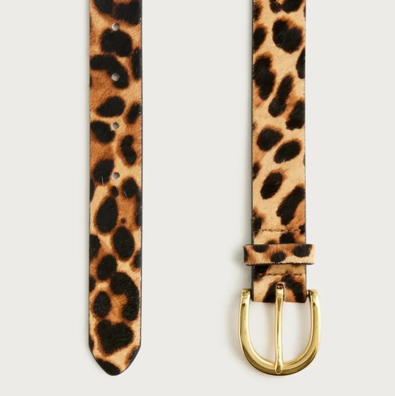 Calf hair belt in leopard