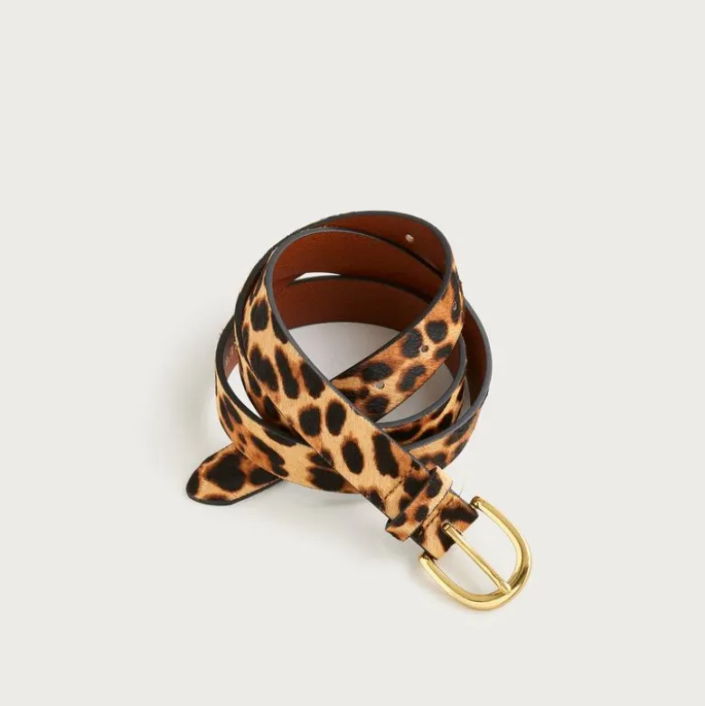 Calf hair belt in leopard