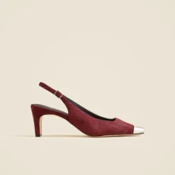 Cap toe slingback pumps in suede