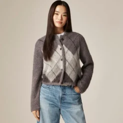 Cardigan in argyle wool blend