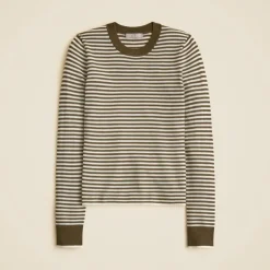 Carolyn fitted crewneck sweater in striped merino wool blend
