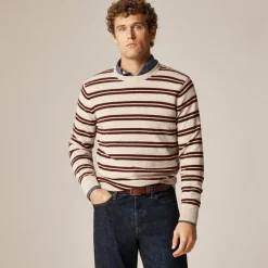Cashmere crewneck sweater in double stripe