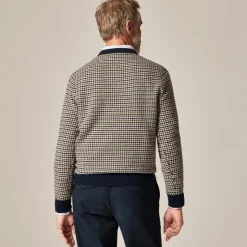 Cashmere crewneck sweater in houndstooth