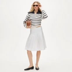 Cashmere quarter-zip sweater in mariner stripe