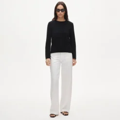 Cashmere rolled-hem crewneck sweater