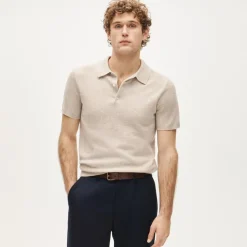 Cashmere short-sleeve sweater-polo