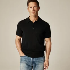 Cashmere short-sleeve sweater-polo
