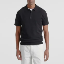 Cashmere short-sleeve sweater-polo