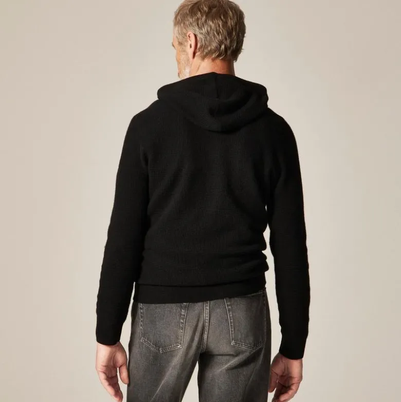 Cashmere waffle hooded sweater