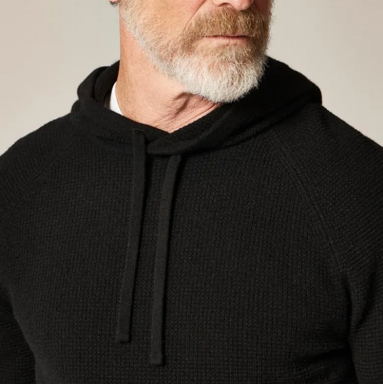 Cashmere waffle hooded sweater