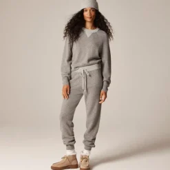 Cashmere waffle-stitch crewneck sweatshirt