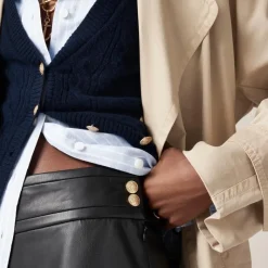 Center-pleat mini skirt in faux leather
