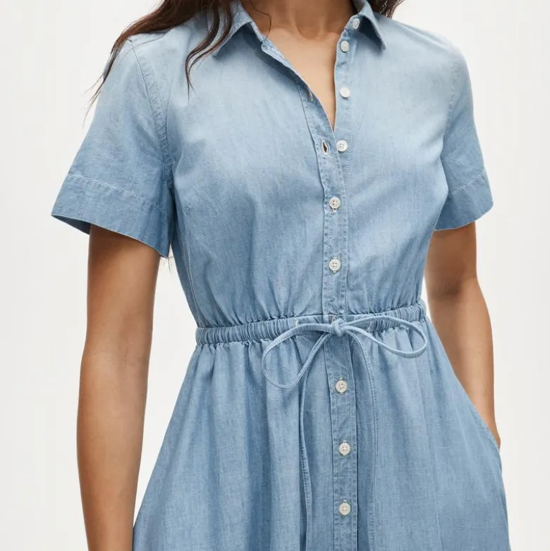 Cerise shirt-dress in chambray