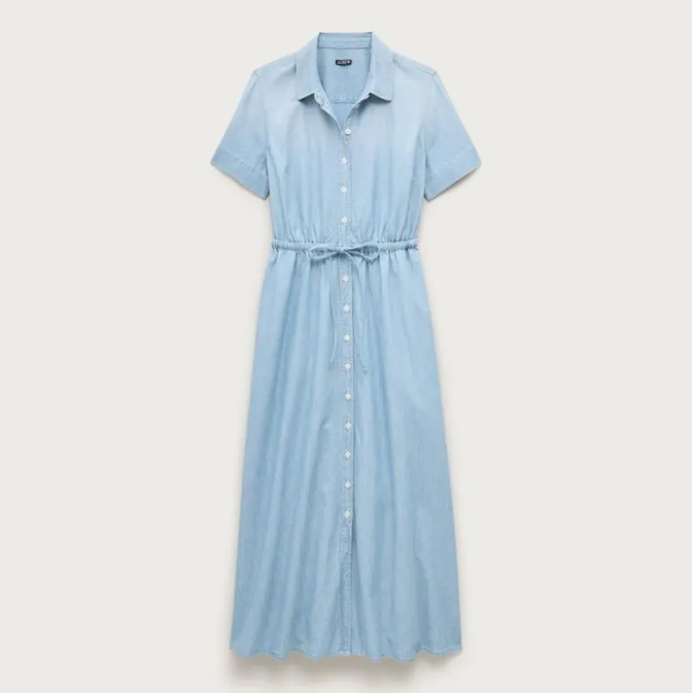 Cerise shirt-dress in chambray