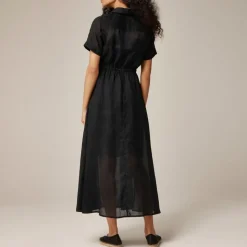 Cerise shirt-dress in ramie