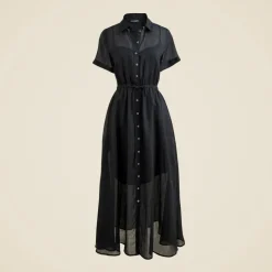 Cerise shirt-dress in ramie