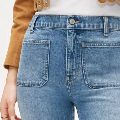 Charley kickout cropped jean in semi-stretch with patch pockets