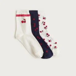 Cherry bootie socks three-pack