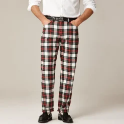 Classic five-pocket twill pant in Stewart tartan