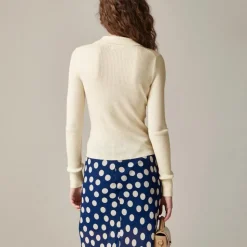 Collared button-up sweater in merino wool blend