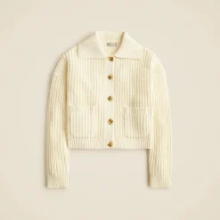 Collared crewneck cardigan