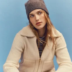 Collared full-zip sweater in merino wool