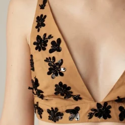 Collection bra top with floral sequins