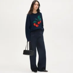 Collection cashmere sweater with intarsia print